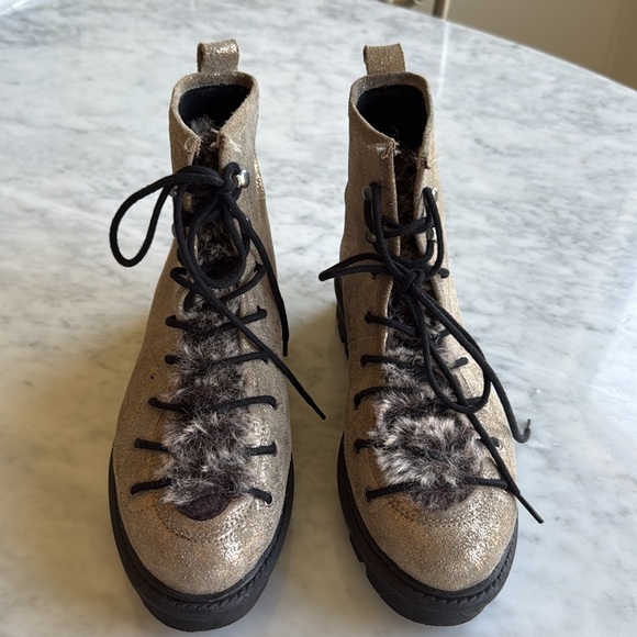 Seychelles Leather and Faux Fur Metallic Combat Boots - Picture 5 of 8